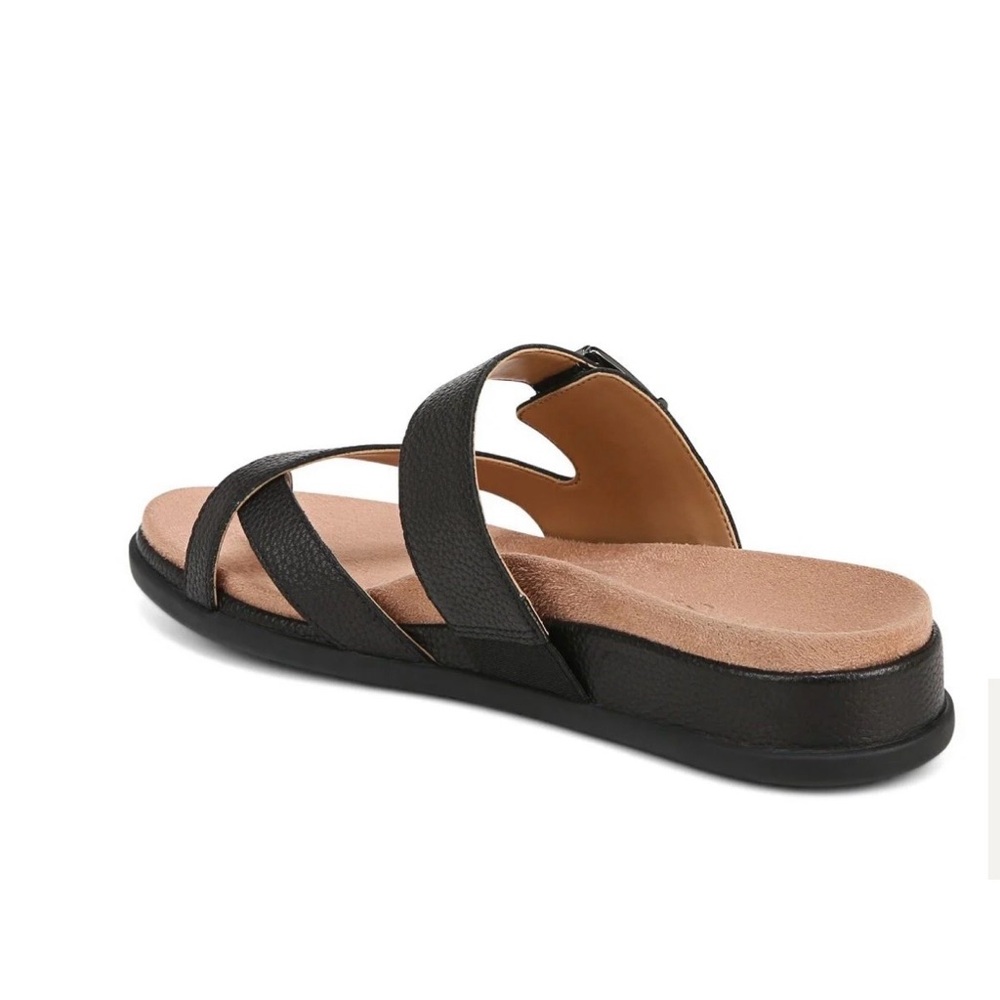 Vionic Carmela Black Leather Toe-Loop Slide Sanda… - image 8